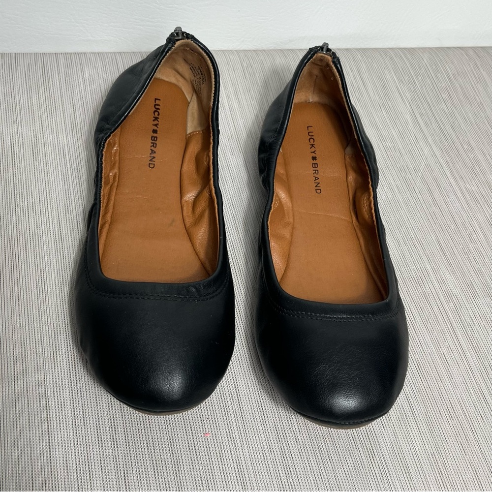 Lucky Brand Black Leather Flats sz 9